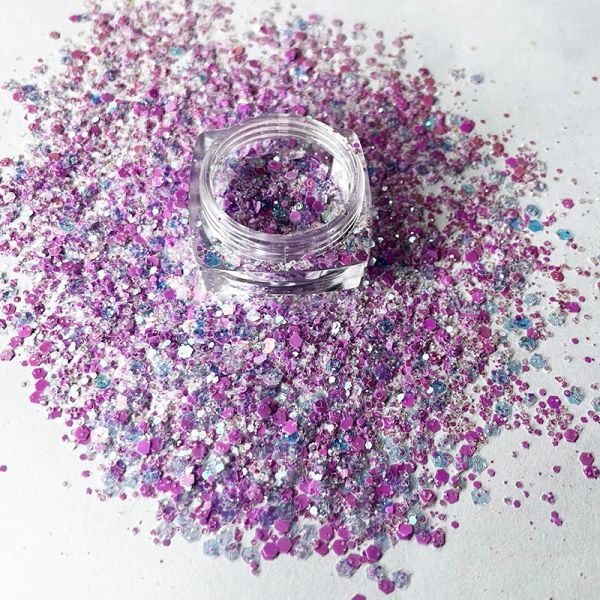 Glitter 500g Mor Glitter Peri Pembe Pembe Hexagon Göz Yüzü Denizkızı El Sanatları Tırnak Sanatı Tulumbud Cup Parlak Sapırlar