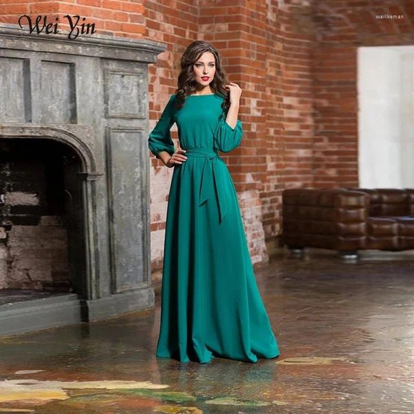 Abiti per feste Weiyin Custom Color Chiffon Long Evening Sleeve con tela Abito per occasioni speciali per pavimenti.