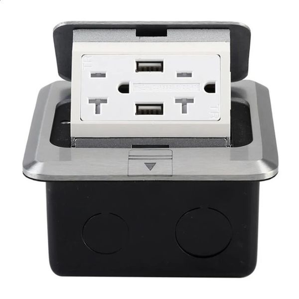 Copri di uscita su pavimento Kit di alimentazione Box 20A Duplex Precetto e 2 porte di ricarica USB US Plug 240415