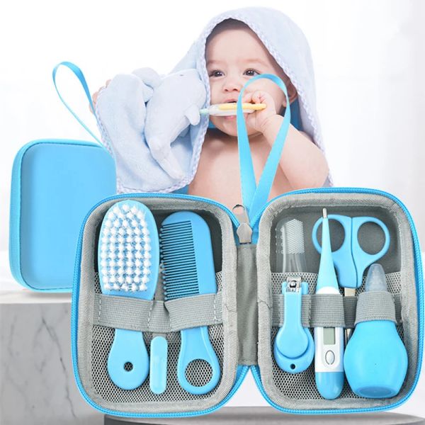 Spielzeug 8pcs Baby Care Kit Neugeborene Hygiene Kit Nagel Haargesundheit Thermometer Pflegepinsel tragbare Kindergesundheitsinstrumente