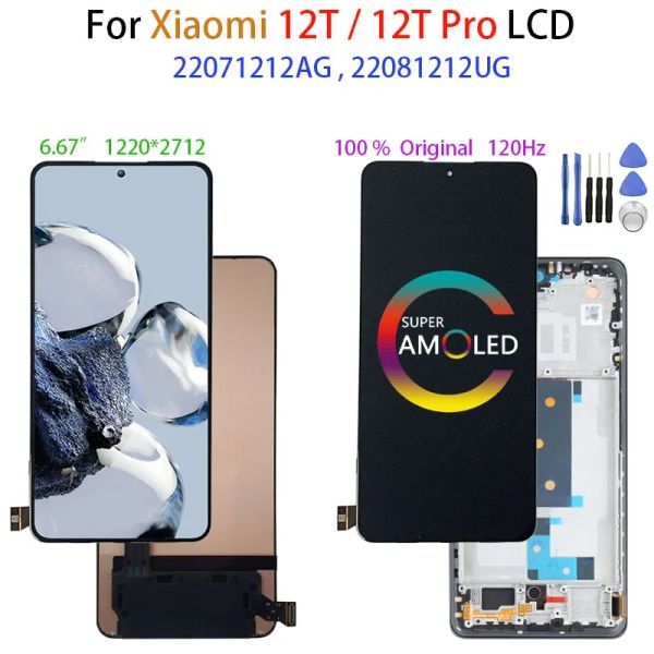 Ekranlar Xiaomi için Orijinal AMOLED 12T LCD 22071212AG Ekran Ekran Xiaomi için Dokunmatik Ekran Sayısallaştırıcısı 12t Pro LCD 22081212UG Ekran Değiştir