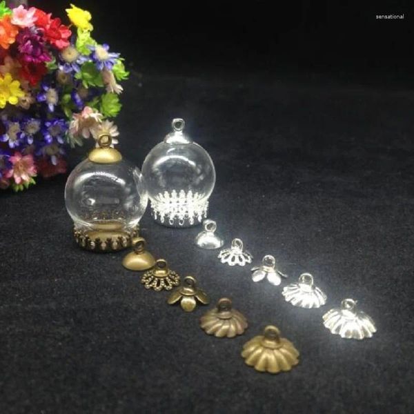 Подвесные ожерелья 500 сечений/лот 20 12 мм оптовой стеклянный флакон с короной основой 8 мм крышка крышки шаровика