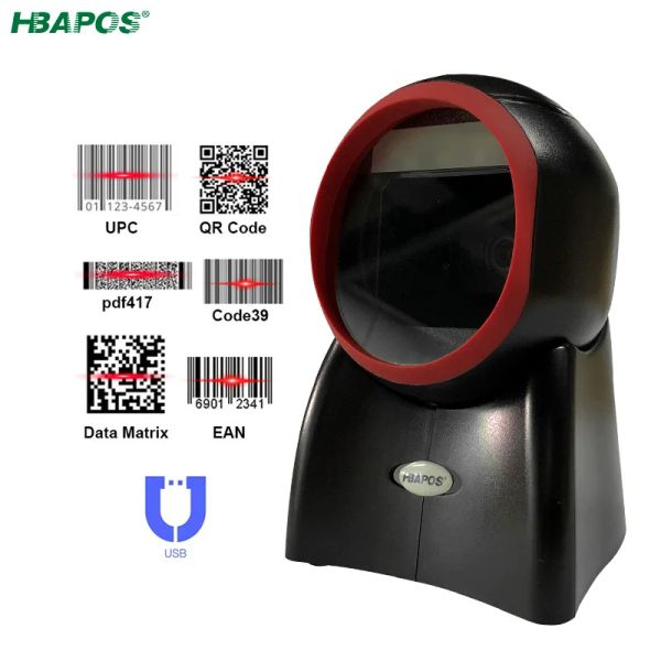 Fälle 2d Omnidirectional Barcode Scanner 1D 2D QR -Code Desktop -Barcode USB -Reader für Supermarktspeicher automatische Sinnesdatenmatrixleser