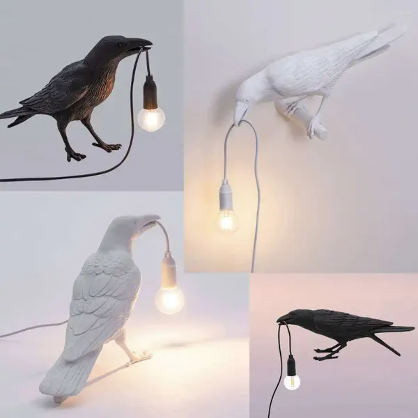 Lampada a parete Resin Lucky Crow Light Lampada da tavolo da uccelli propizio Lempade per il letto del letto per il soggiorno per interni decorazione