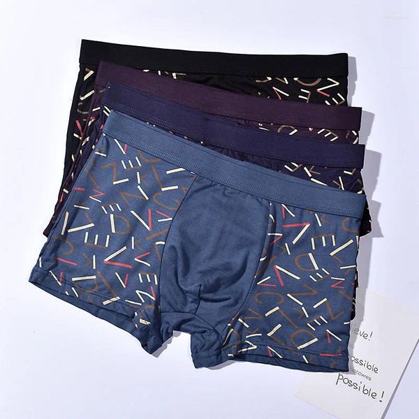 Underpants Herrenunterwäsche Mid-T-T-Tarist Cartoon Print Modal große Boxerhosen reine Farbe atmungsaktive Shorts Trendy JH