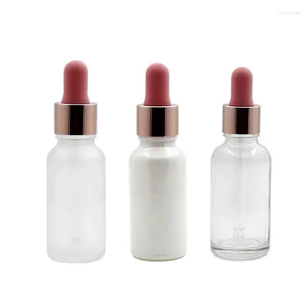 Lagerflaschen 24 x 100 ml 50 ml 30 ml 20ml 1/2oz 1/3oz Weißes Glas ätherisches Öl Pink Drop -Flaschen -Flaschenfläschchen Serum 1oz Behälter