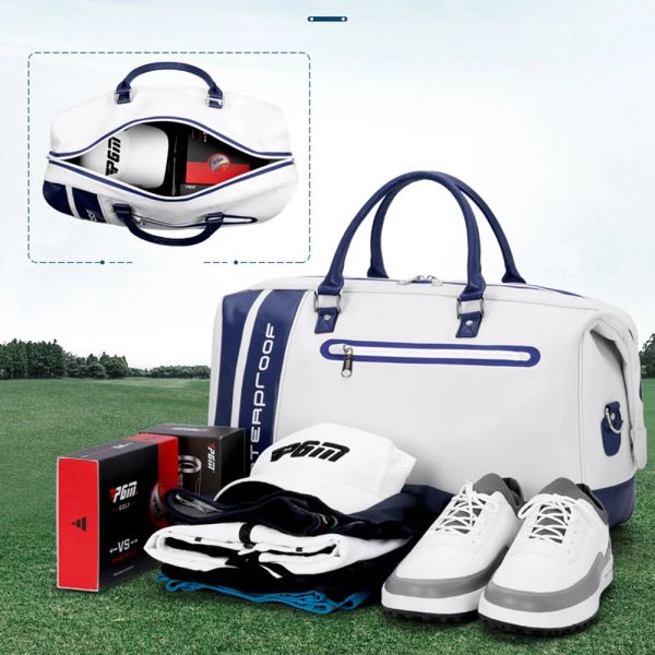 Bolsas PGM New Golf Roupas Bolsa de Roupas de Golfe Men Fibra de Couro Impermeável Saco Independente Bola de Armazenamento de Viagem de Viagem Independente