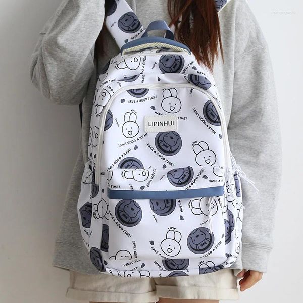 Rucksack weiblicher Cartoon Print Frauen Mode Nette Leisure School Tasche Mädchen Graffiti Laptop Lady Travel College Trendy Trendy