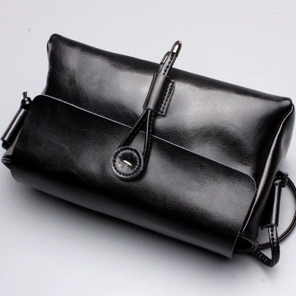 Taillenbeutel Schulter für Frauen echte Lederklappe hochwertige echte Haut Vintage Style Female Crossbody Bag Handtaschen