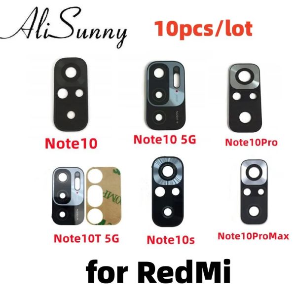 Кабели Alisunny 10pcs Back Back Camera Glass Lens для Xiaomi Redmi Примечание 10 Pro 5G Note10s с клеевыми клейкими наклеек.