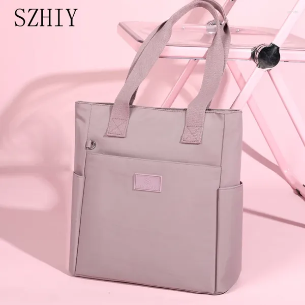 Drawstring büyük kapasiteli naylon çanta kadınlar bir omuz ofis su geçirmez dosya cep tasarımcısı seyahat tote handtasche Damen kitap