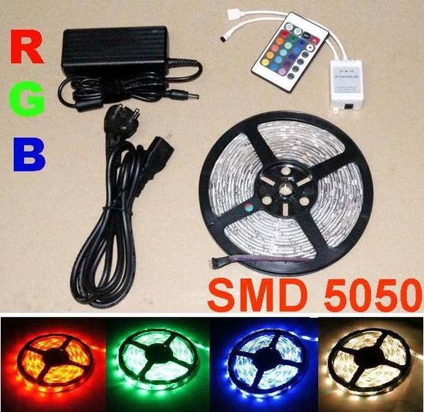 15m Multi-Color 5050 SMD RGB LED LUZ DE TRILHA DE 5M 150 LIMPELAÇÃO SOUNDA DE PODERAÇÃO REMOTA EMPERMELHA DE PROBLEMA/M IR LL LL