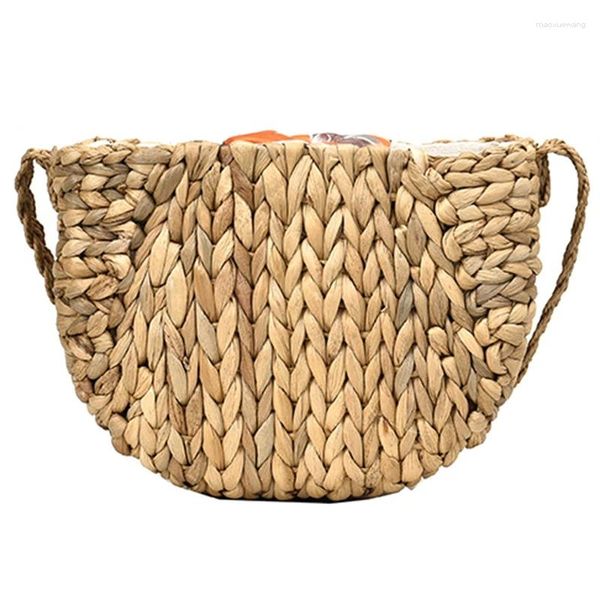 Drawstring kadınlar rattan plaj saman çantası çocuk sepeti yaz tatili bohem el yapımı kızlar küçük tote