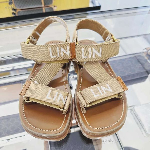 Fabric Strap Sandal Luxury Designer Slipper Top Women Women New Summer Beach Casual Sapates Plataforma Lady Slide Ladies Sliders planos Sliders Mula Caminhada Caixa de menina AAA+