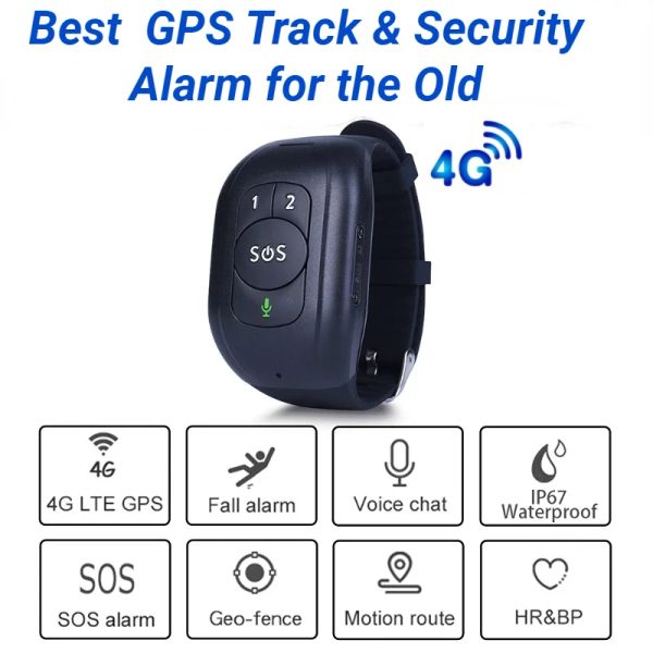 Тревога Mini GPS Alzheimer's Tracker 4G пожилые люди SOS Button Bracelet Bracelet Аварийный сигнал тревоги отслеживание сердечного ритма монитор артериального давления