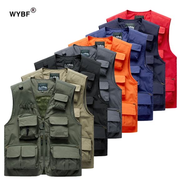 Accessoires 14 Taschen Sommer Neue Männer US Tactical Wanderfischerei Weste Herren Fotograf Weste Coat Mesh Cargo Ärmel und Jacke Tool Weste 7xl