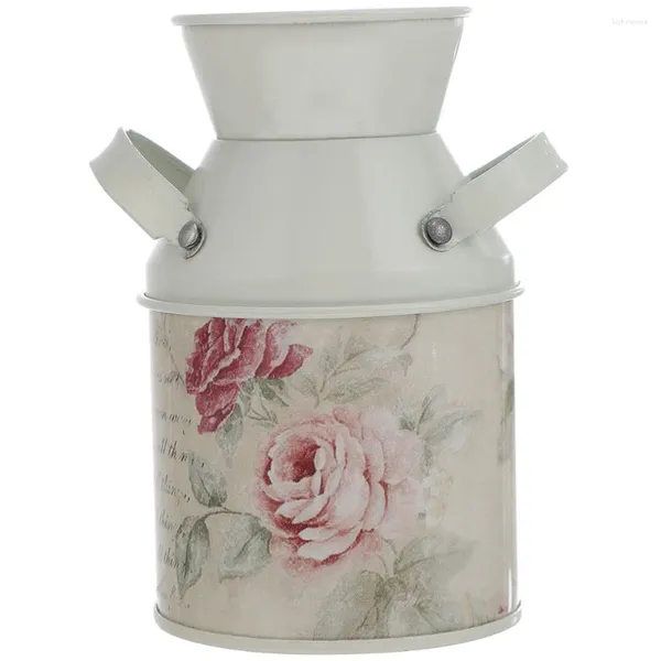 Vasos vaso jarro recipiente de balde de metal plantador decorativo de flores para casa decorações rústicas de panela retrô