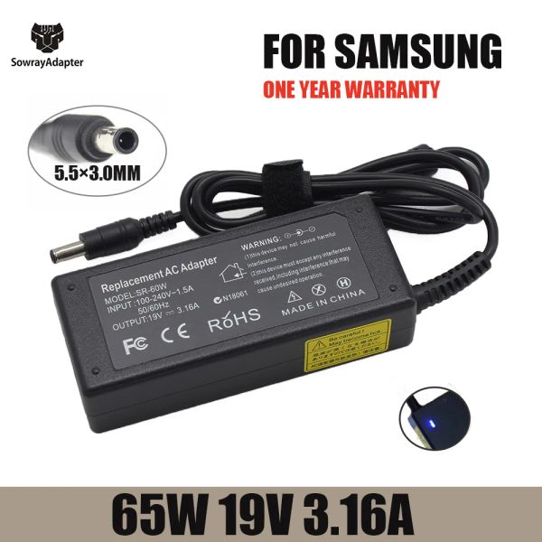 Chargers 19V 3.16A 5,5*3,0 мм AC Power Adapter для ноутбука для Samsung R429 RV411 R428 RV415 RV420 RV515 R540 R510 R522 R530 Зарядное устройство для ноутбука.