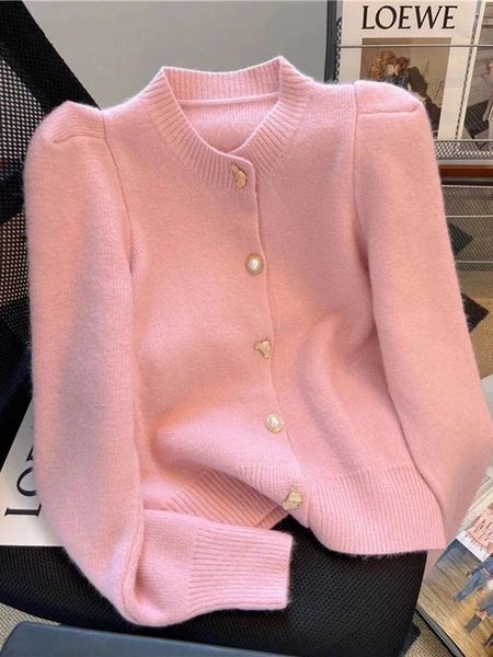 Damen -Strickwinterpullover mit duftendem runden koreanischen Bubble Sleeve's Cardigan Mant