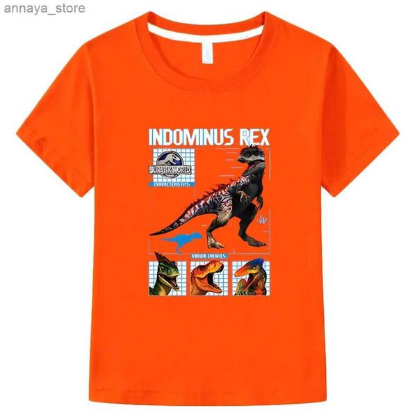 T-shirt Jurassic World Indominus Rex Summer Kids T-shirt Cotton Boy Girl Short Short Short Shirts Casual Boy Children Cashing Kidsl2404