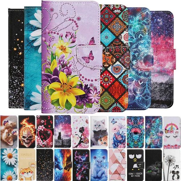 Estojo de couro pintado de telefone celular para Samsung Galaxy A10 A20 A30 A40 A50 A70 A20S A30S A20E Flip Wallet Slot Slot title Livro de capa 240423