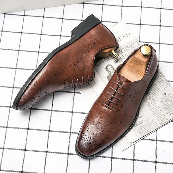 Casual Shoes Brand Slaafers Herren Ledertuch Hollow atmable Locke Schnürkleid Hochzeit Business Xian-858