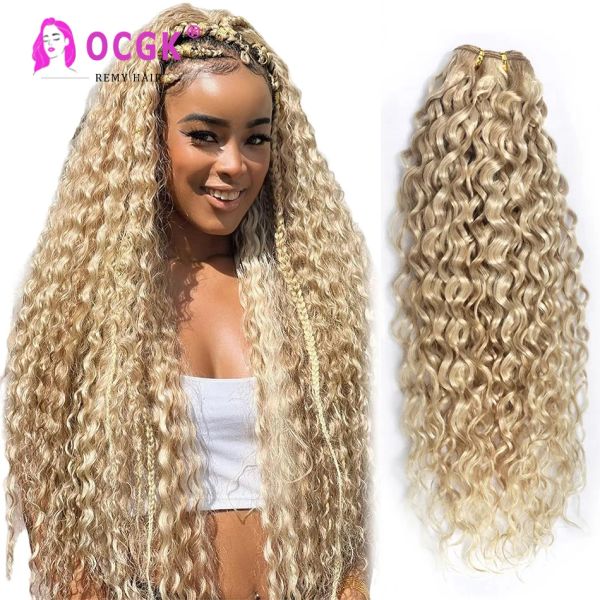 Schoß Brazillian Remy Human Hair Schuss Wasserwellenbündel 1226inch lockiges Webhaarbündel Doppelschuss 1pc 100g Salon Qualität 16#