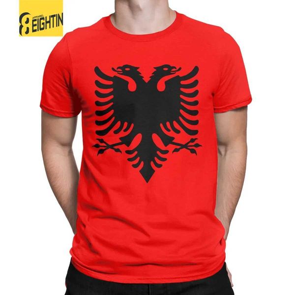 T-shirt maschile Maglietta da uomo T-shirt Tale di bandiera albanese della moda Aquila 100% Magliette di cotone Magliette a manica corta Abiti a collo rotondo Plus T240425