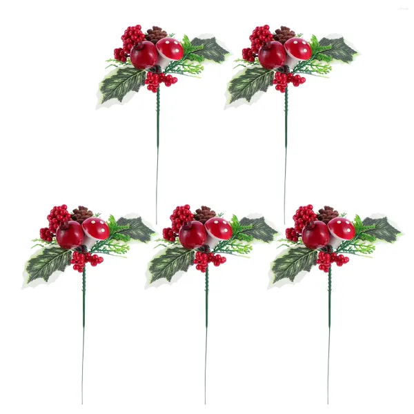 Flores decorativas 5 PCs decoram Berry de Natal Decoração Falsa de Casamento Borgonha Pick Butries Bouquet