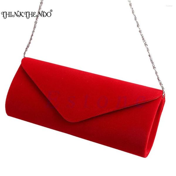 Bolsas de noite no atacado- ThinkThendo 1pc Ladies Velvet Clutch Bolsa Bolsa Bolsa de Chain de ombro