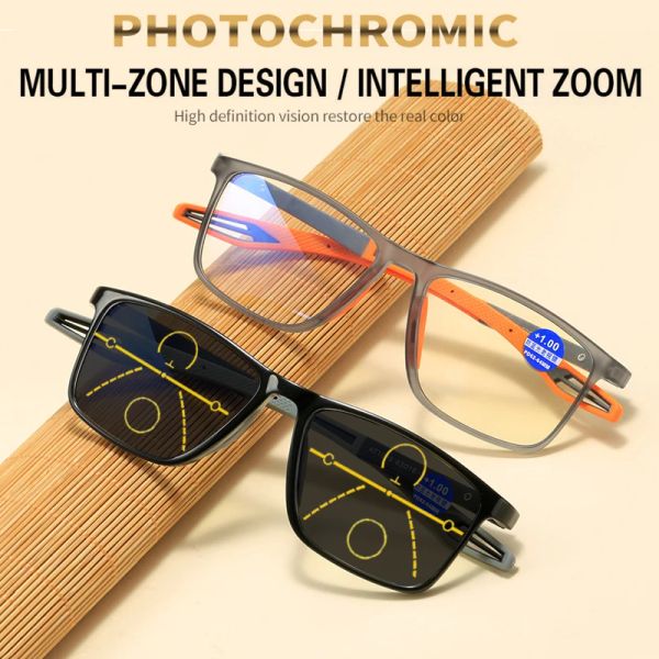 Frame 2022 TR90 Sport Sports Photochromic Multifocal Reading Glasses da uomo Progressive Antiblue Light Full Full Full Business Spectacles +2.5