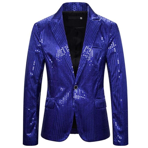 Jackets Herren Blue Pailla Anzug Kostüm Party Bühnen Nachtclub Shiny Cool Show Blazer Anzug Herren DJ Club Bühne Party Hochzeitskleidung