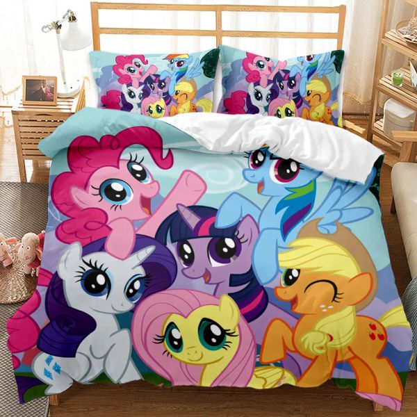 Conjunto de desenhos animados Unicorn Pony Bedding Set