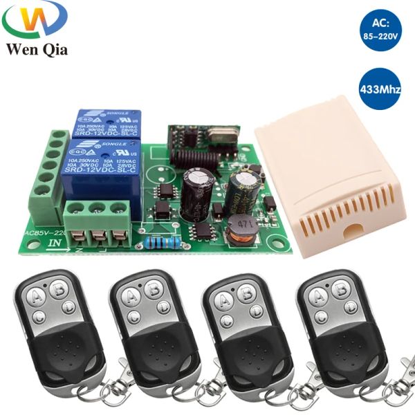 Controla o controle remoto sem fio universal 433MHz AC220V 2CH RECIMENTO DE RELé e transmissor para o controle universal da porta e portão da garagem