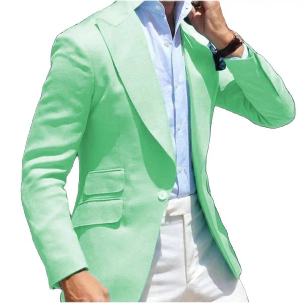 Giackette Ultima giacca verde menta Slimt Blazer per uomini Capelli a punta One pezzi cappotto da lavoro costumi di moda costumi da sposa smoking