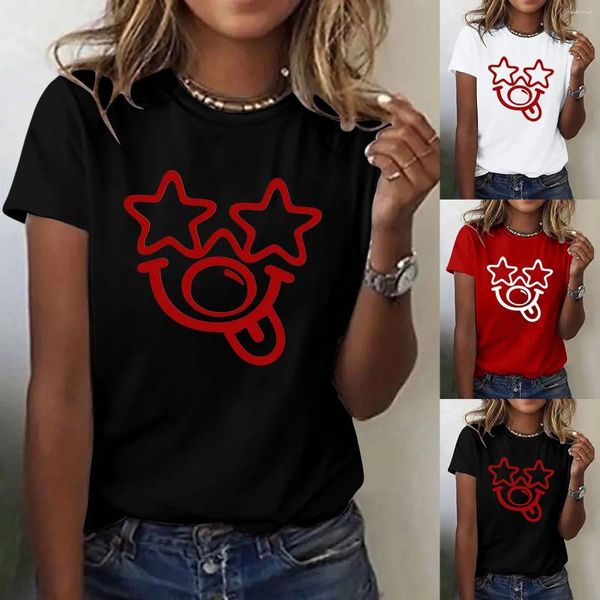 Camisetas femininas Nariz vermelho impresso em torno de algodão V mulheres de manga longa Tops térmicos casuais para mulheres