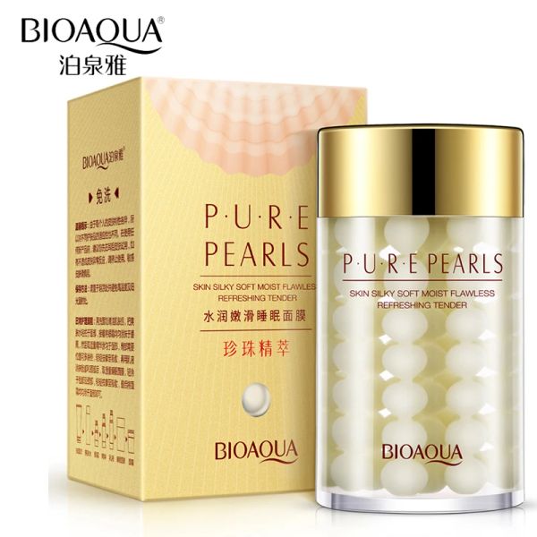 Kits bioaqua pérola natural hidratante máscara para dormir cuidados de rosto anti ruga hidratante olejolcontrol noite máscara facial de pele creme para cuidados com a pele