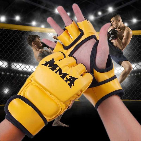 Luvas de treinamento de boxe de engrenagem protetora com estofamento profissional de couro meio dedo para adultos de boxe de sandá para luto de areia de boxe de sandra 240424