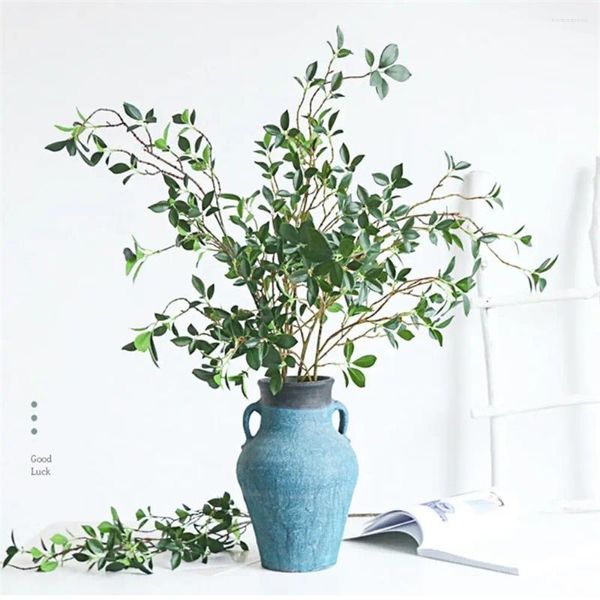 Flores decorativas Decoração de casamento Long Branch Home Office Decoração de flores falsas Ficus Tree Plants Artificial Filmes