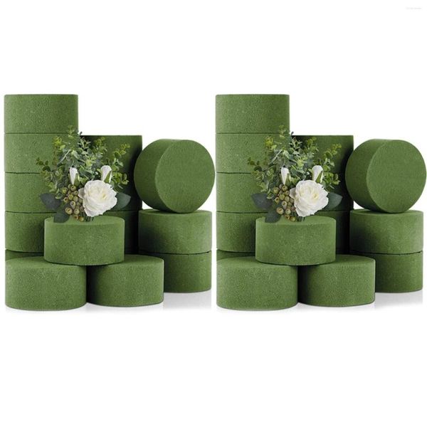 Flores decorativas espuma floral 30 pcs em redondo blocos secos isopor verde para grande flor artificial