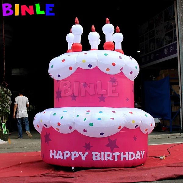 10mh (33 pés) com gigante rosa do soprador Decoração inflável de bolo inflável com o balão de bolo personalizado de velas para decoração de festas