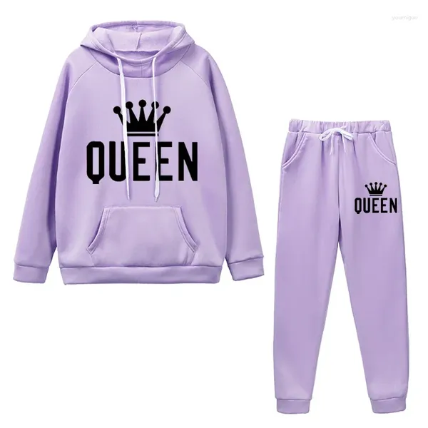 Frauen zweisteuelische Hosen Herbst Winter Frau Hoodies Anzug Casual 2 Sets Damen Tracksuit Outfits Mode Jogging Kleidung Pullover Fleece