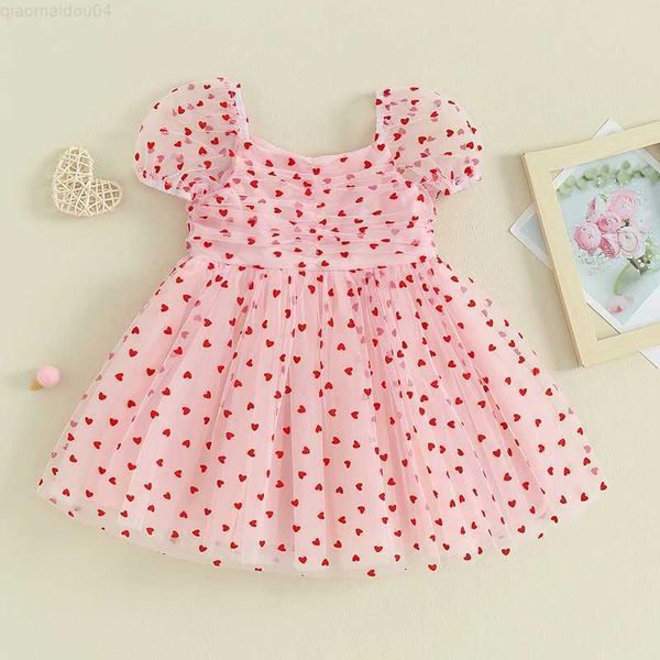 Девушка платья для малыша для девочек -платье принцесса детское сердце отпечатки