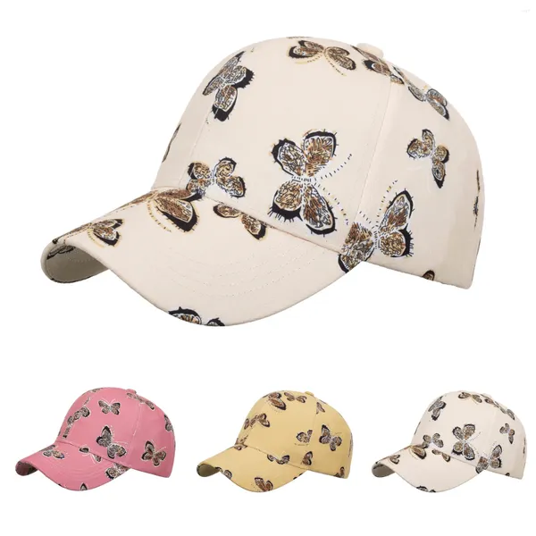 Ball tampas de bola verão Snapback Women Butterfly Print Vintage Hats Men Solshade ao ar livre Campo solar protetor solar