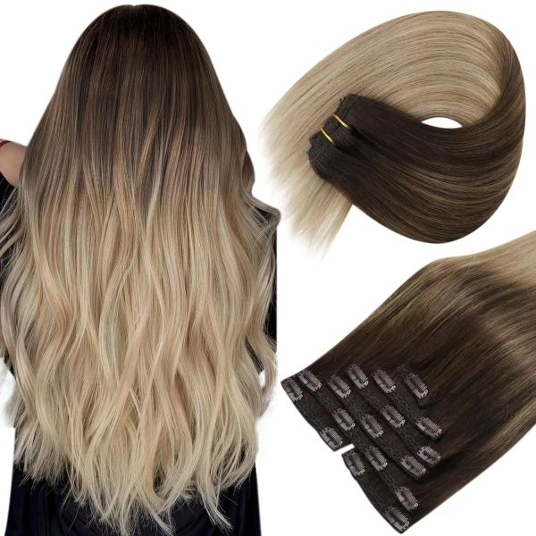 Extensões vesunny clipe em extensões de cabelo Human Balayage Hair Extensions Clip Real Human Hair Clip1224 polegadas