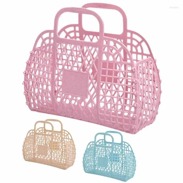 Bolsas de armazenamento Jelly Tote Bright Color Girls Purse Beach Basket Saco de presente reutilizável para crianças