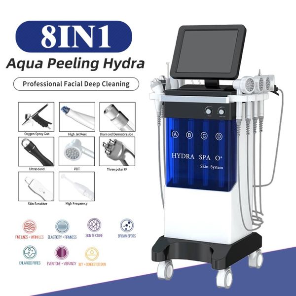 Microdermoabrasão 8 em 1 Peda de seda Dermoabrasão Diamond Peel Peel Spa Equipamento com sistema de proteção automática