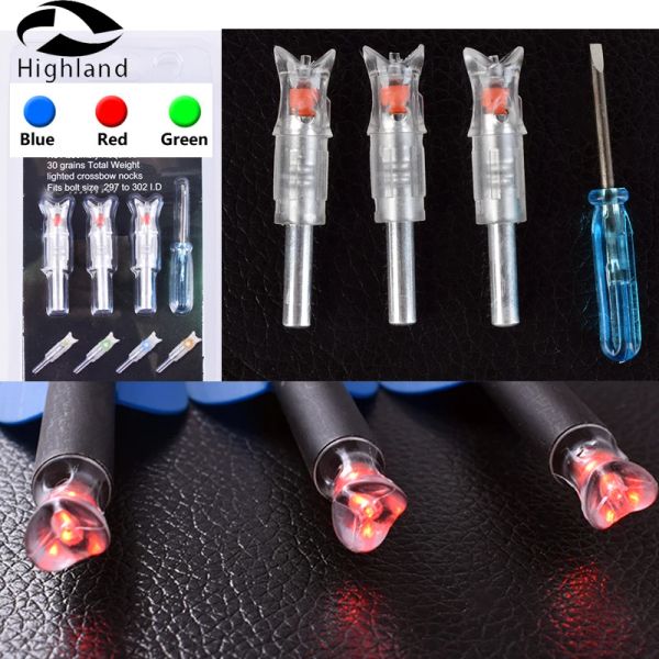 Dardos novos 3 pcs seta nock automaticamente arco e flecha iluminada nock para ida 7.6mm Arrow parafuso de besta luminosa cauda de seta