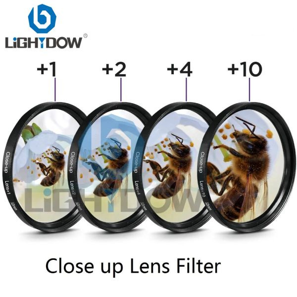 Filtreler Lightdow Makro Kapat Lens Filtresi+1+2+4+10 Filtre Kiti 49mm 52mm 55mm 58mm 62mm 67mm Canon için 72mm 77mm 77mm