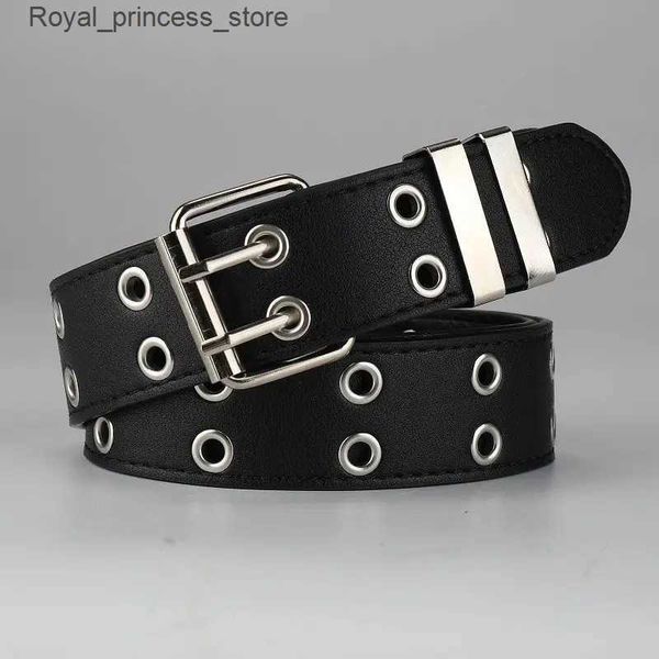 Cinture cintura da donna coreana ragazza sexy personalità nera decorazione a catena in metallo doppio petto popolare cintura da uomo punk q240425